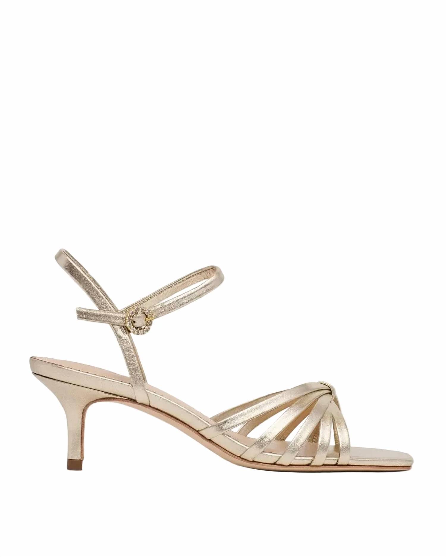 New Cinq A Sept Women's Malia Strappy Kitten Heel In Light Gold Metallic